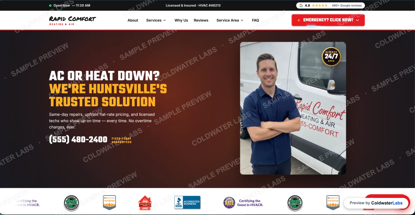 Bold-style HVAC site preview